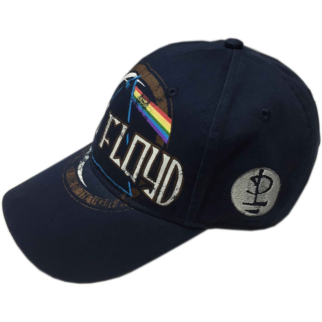 PINK FLOYD Unisex Cap Hat - Dark Side of the Moon Pink Floyd Distressed (Navy) Adjustable Baseball Cap with DSOM Logo - Officially Licensed!