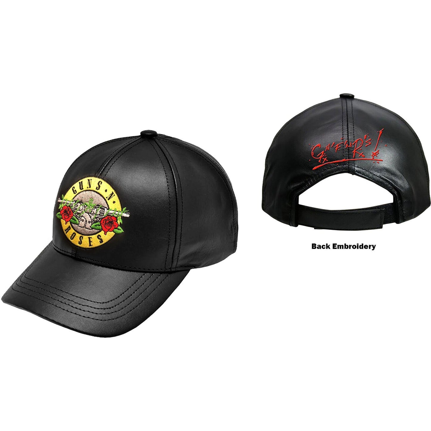 GUNS N' ROSES Unisex Cap Hat - Made to Order - GnFnRs Guns N' Roses Black Faux Leather Adjustable Baseball Cap - Officially Licensed!
