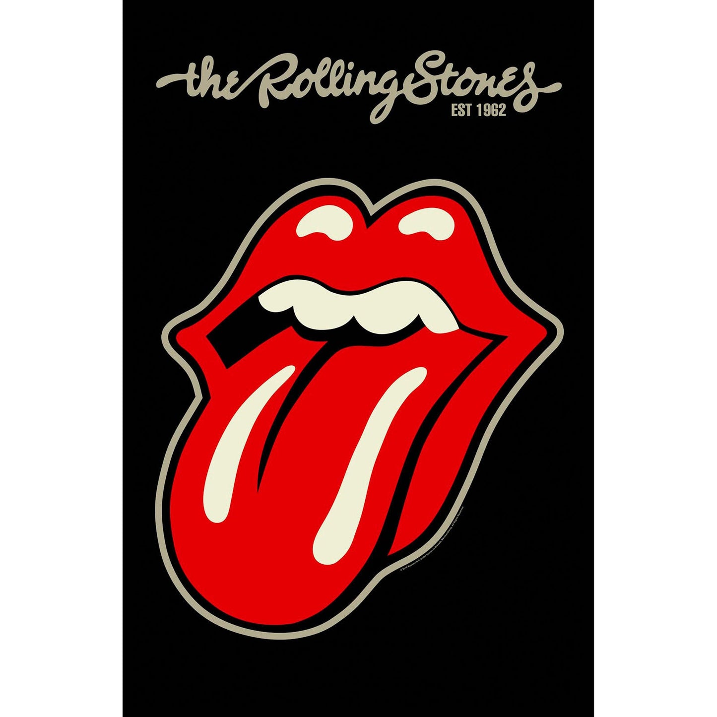 THE ROLLING STONES Textile Poster Flag - Approx 41x28 Inch - Rolling Stones Tongue Textile Fabric Poster - Officially Licensed