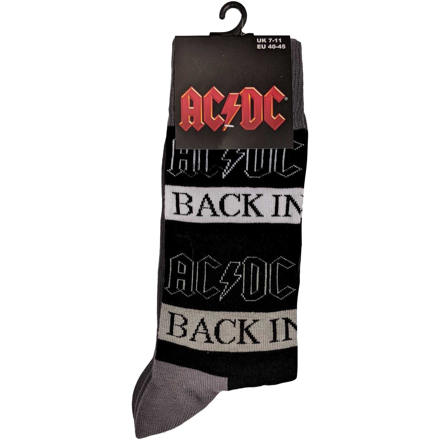 AC/DC Socks - ACDC Back In Black Unisex Ankle Socks - Men's Adult 8-12 - Officially Licensed Craft Costume Supply