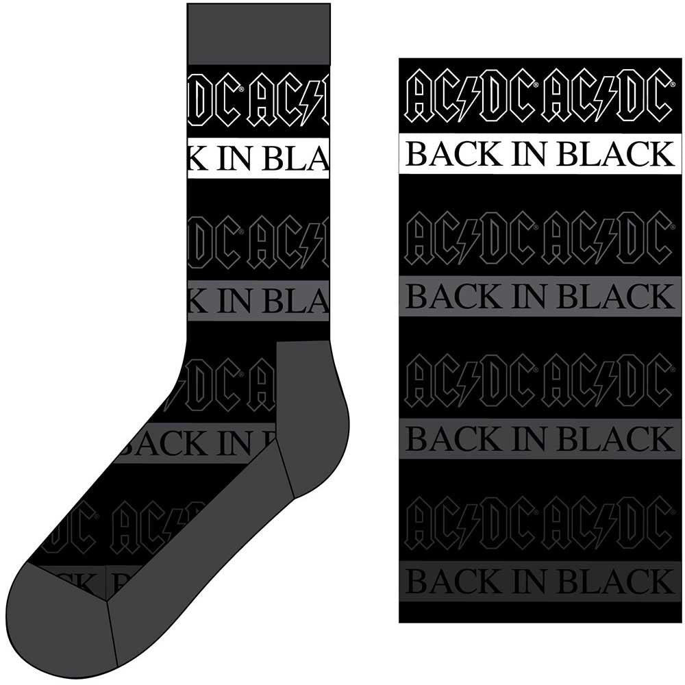 AC/DC Socks - ACDC Back In Black Unisex Ankle Socks - Men's Adult 8-12 - Officially Licensed Craft Costume Supply