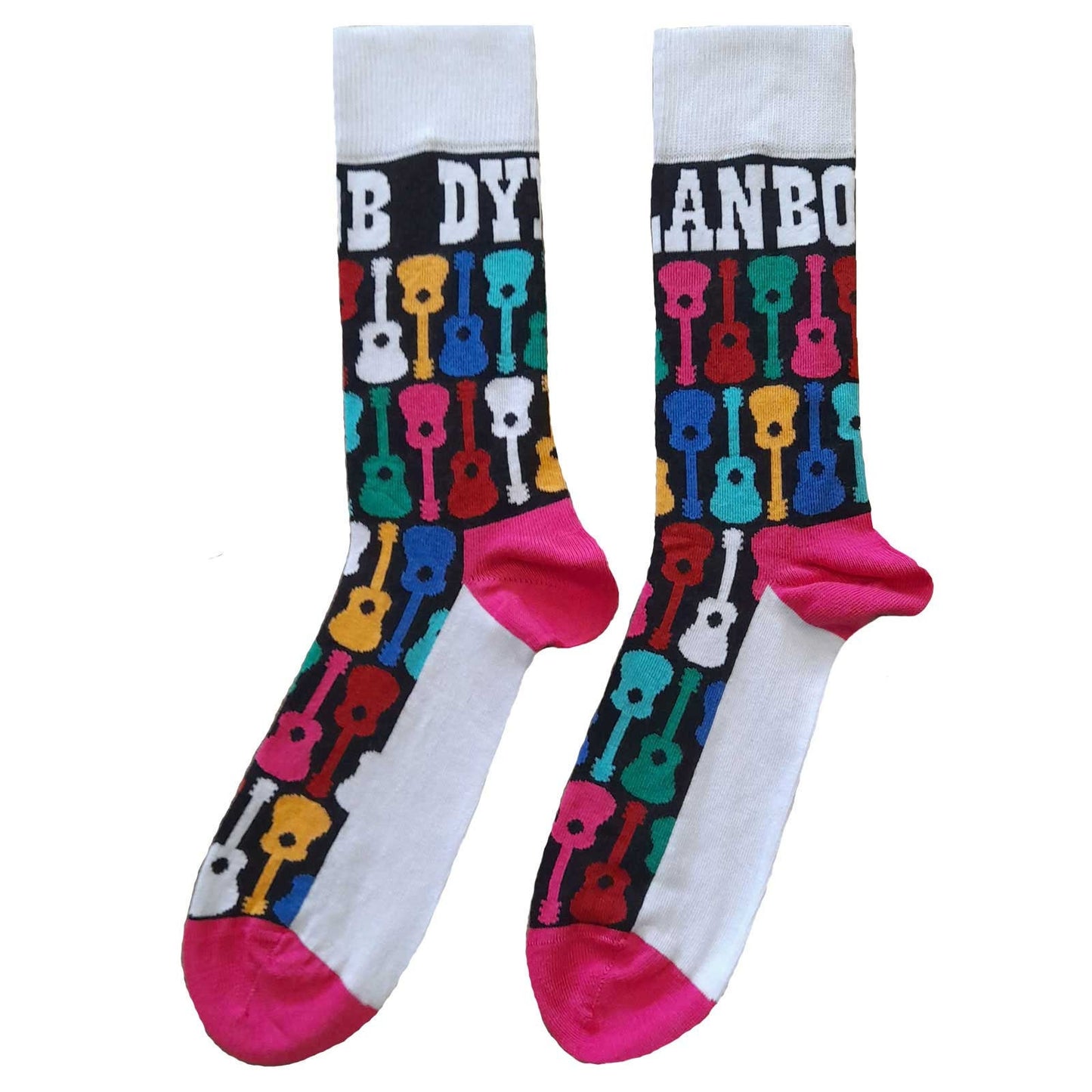 BOB DYLAN Socks - Bob Dylan Guitar Pattern Unisex Ankle Socks - Men's Adult 8-12 - Officially Licensed Craft Costume Supply