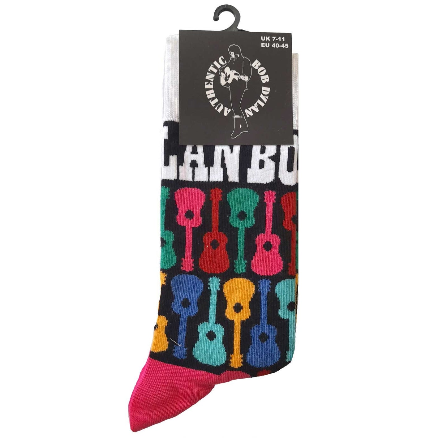 BOB DYLAN Socks - Bob Dylan Guitar Pattern Unisex Ankle Socks - Men's Adult 8-12 - Officially Licensed Craft Costume Supply