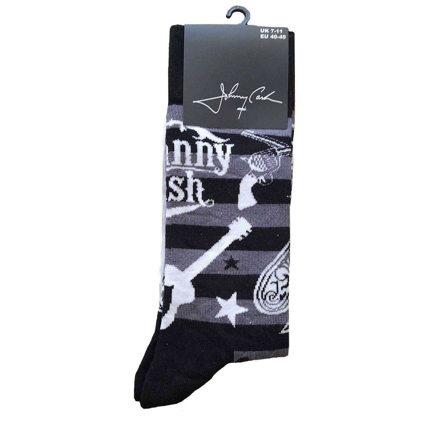 JOHNNY CASH Socks - Johnny Cash Outlaw Guitars Guns Unisex Ankle Socks - Men's Adult 8-12 - Officially Licensed Craft Costume Supply