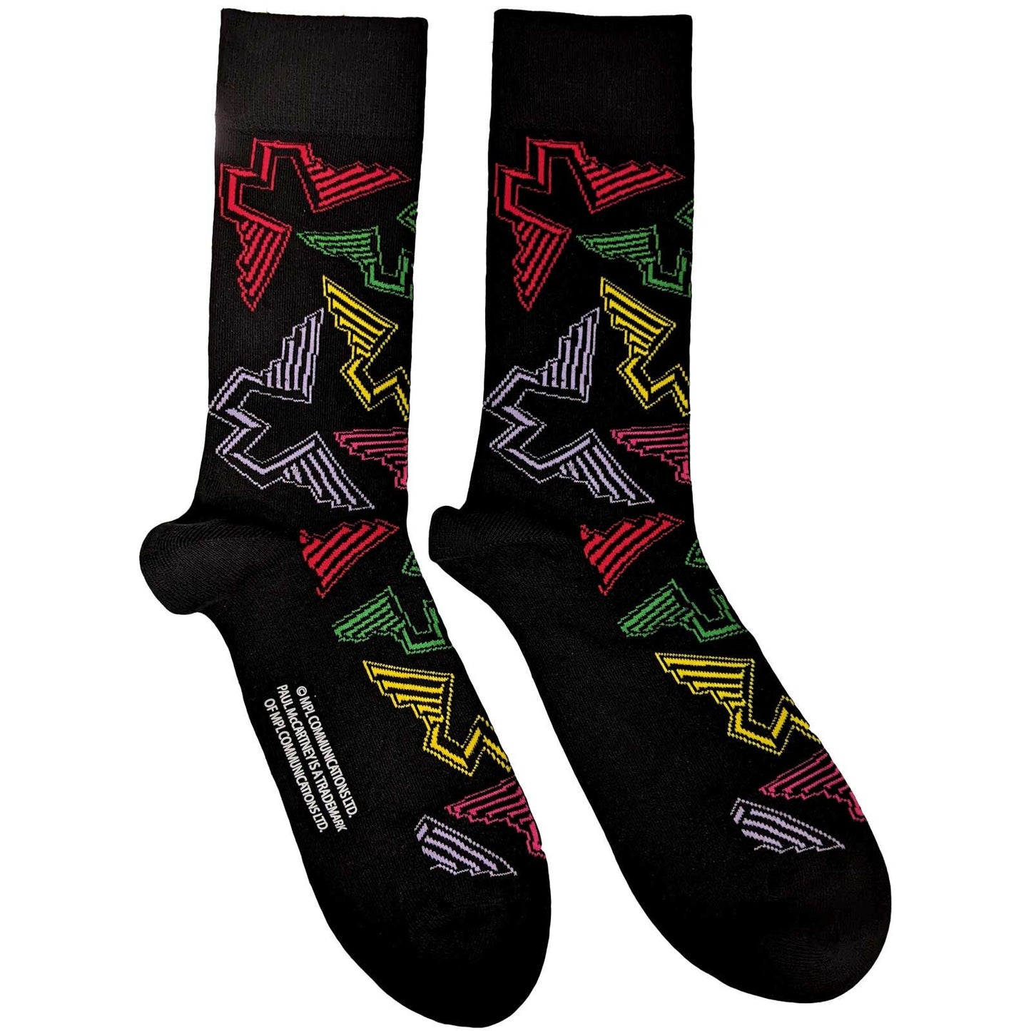 PAUL MCCARTNEY Socks - Paul McCartney Wings Logo Black Unisex Ankle Socks - Men's Adult 8-12 - Officially Licensed Craft Costume Supply