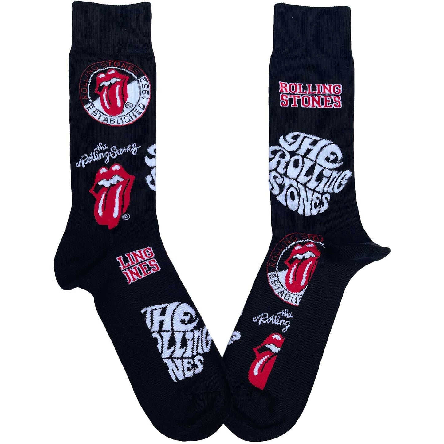 THE ROLLING STONES Socks - Rolling Stones Band Logos Unisex Ankle Socks - Men's Adult 8-12 - Officially Licensed Craft Costume Supply