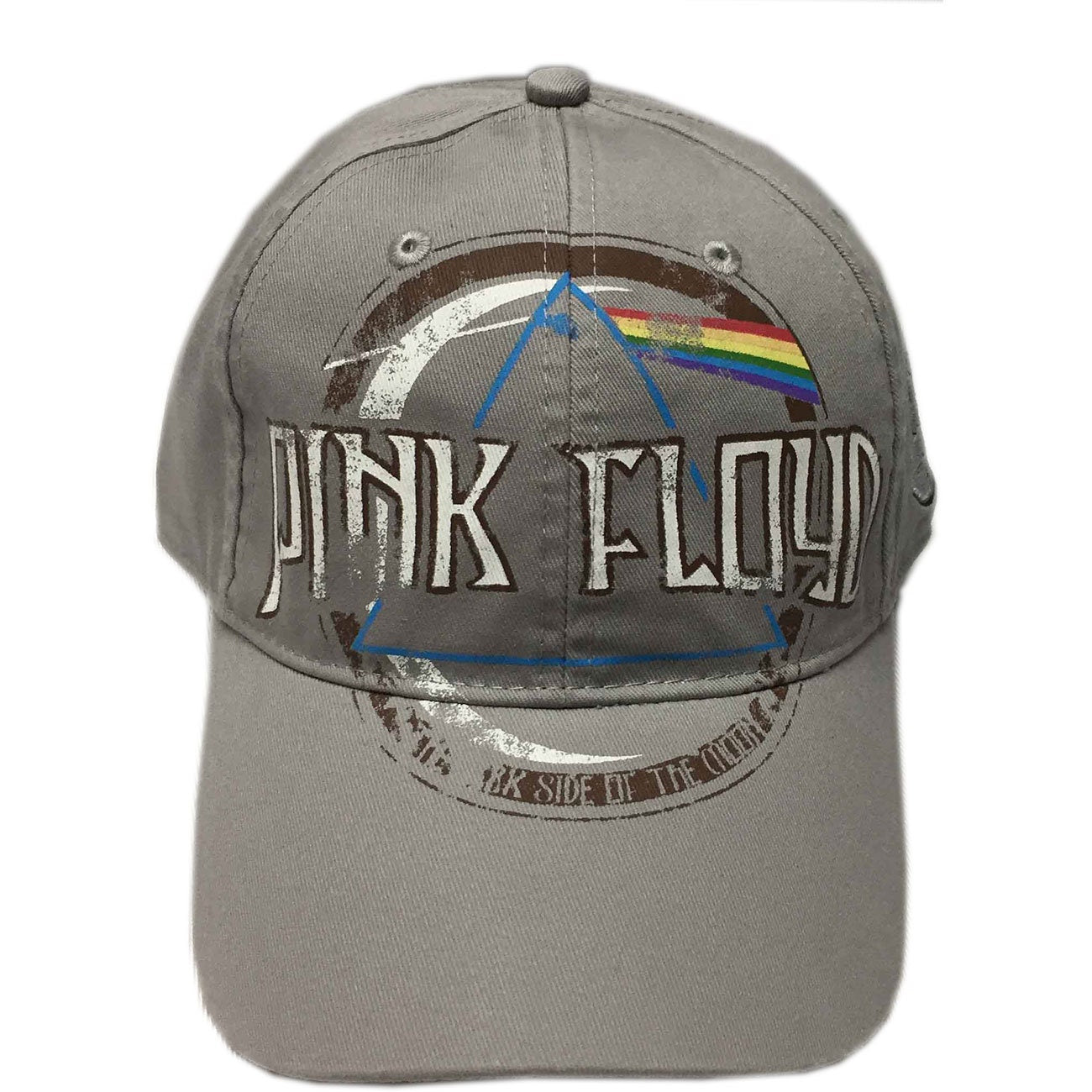 PINK FLOYD Unisex Cap Hat - Dark Side of the Moon Pink Floyd Distressed (Gray) Adjustable Baseball Cap with DSOM Logo - Officially Licensed!