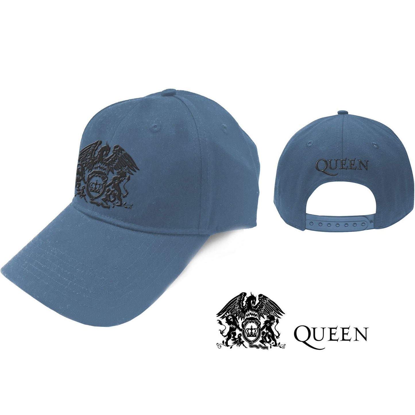 QUEEN Unisex Cap Hat - Black Classic Crest Queen Adjustable Snapback Baseball Cap - Officially Licensed!