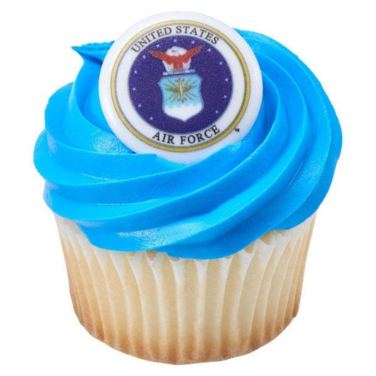 12 AIR FORCE Cupcake Rings - United States Air Force USAF Cake Toppers for Birthday Party Decoration Craft Supply