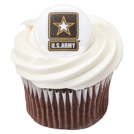 12 ARMY Cupcake Rings - United States Army Cake Toppers for Birthday Party Decoration Craft Supply