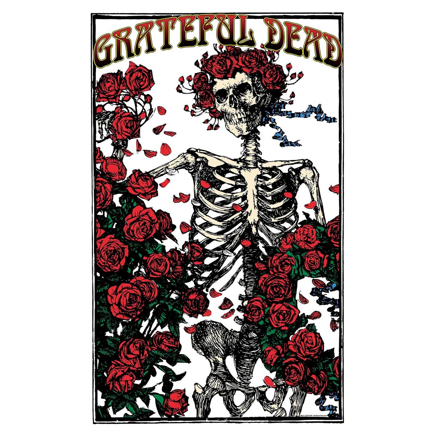 GRATEFUL DEAD Textile Poster Flag - Approx 41x28 Inch - Grateful Dead Skeleton Roses Textile Fabric Poster - Officially Licensed
