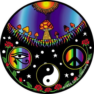 Zen Mushroom Collage 3 Round Sticker - Zen Garden Peace Yin Yang