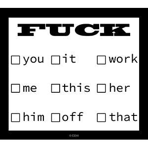 Fuck Check List Sticker Decal - 4x4.5 Inch - Funny Vinyl Decal Sticker Craft Supply