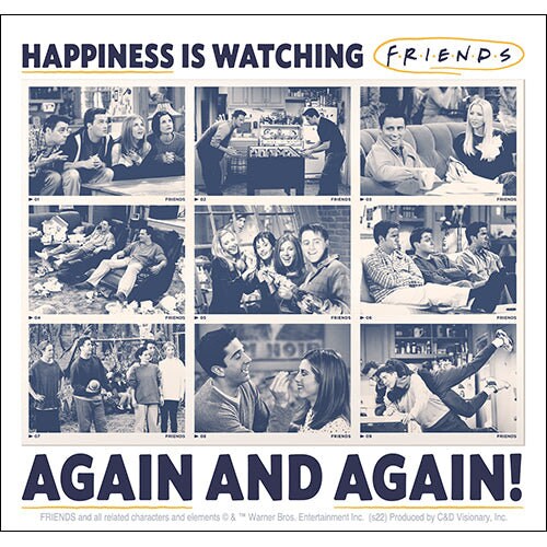 FRIENDS Happiness Is Watching Friends Again and Again! Sticker Decal - 4.25x4.5 Inch - Classic TV Series Vinyl Sticker Decal Craft Supply