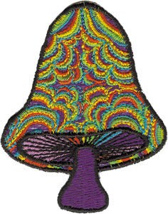 Mushroom Patch - 1.9x2.6 Inch  - Trippy Hippie Mushroom -  Embroidered Patch Applique Craft Supply