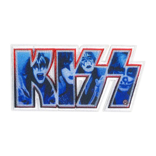 KISS Logo with Image Image Patch - 3.7x1.8 Inch - Embroidered Rock Band Patch Applique Craft Supply
