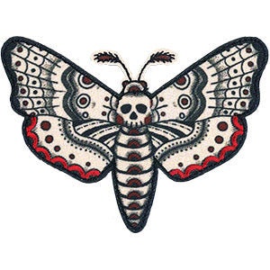 Skull Moth Patch - 3.6x2.6 Inch - Embroidered Patch Applique Craft Supply