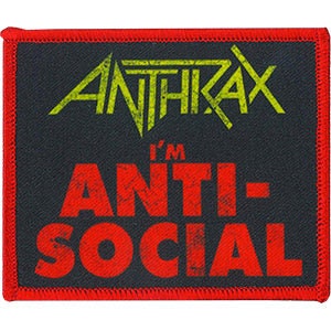 ANTHRAX Anti-Social Patch - 3x3.5 Inch - Embroidered Rock Band Patch Applique Craft Supply