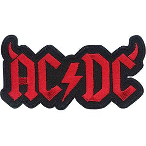 AC/DC Logo with Horns Patch - 3.7x2 Inch - Embroidered Rock Band Patch Applique Craft Supply
