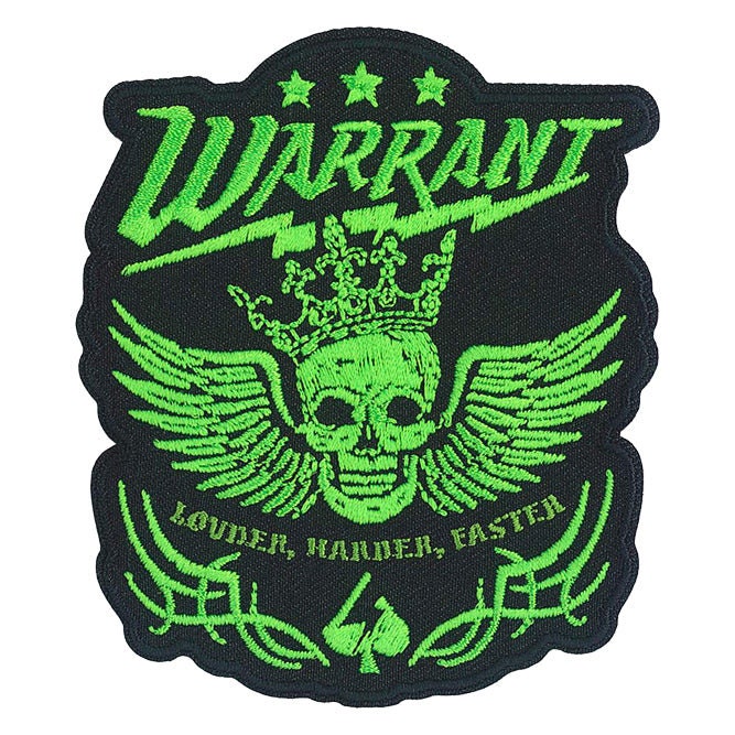 WARRANT Green Skull Patch - 3.5x4 Inch - Embroidered Rock Band Patch Applique Craft Supply