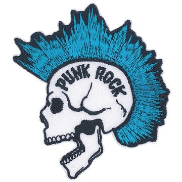 PUNK ROCK Skull with Mohawk Patch - 3.2x3.5 Inch - Punk Rock Band Music Embroidered Patch Applique Craft Supply