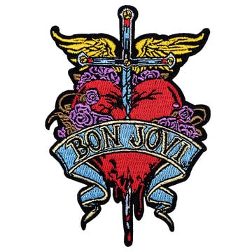 BON JOVI Heart & Dagger - 2.8x4.2 Inch - Jon Bon Jovi American Rock Band Album Tour Embroidered Patch Applique Craft Supply