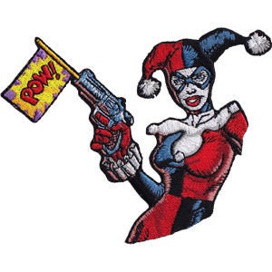 HARLEY QUINN Pow Gun Patch - 4.3x3.4 Inch - Batman DC Comics Embroidered Patch Applique Craft Supply