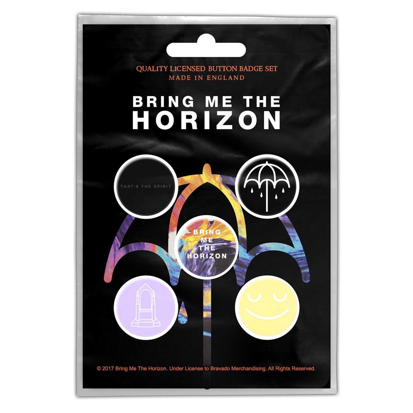 Bring Me The Horizon Button Badge 5 Piece Set - Each Badge Approx 1 Inch - Bring Me The Horizon the Spirit - Pinback Badge Button Pack Set
