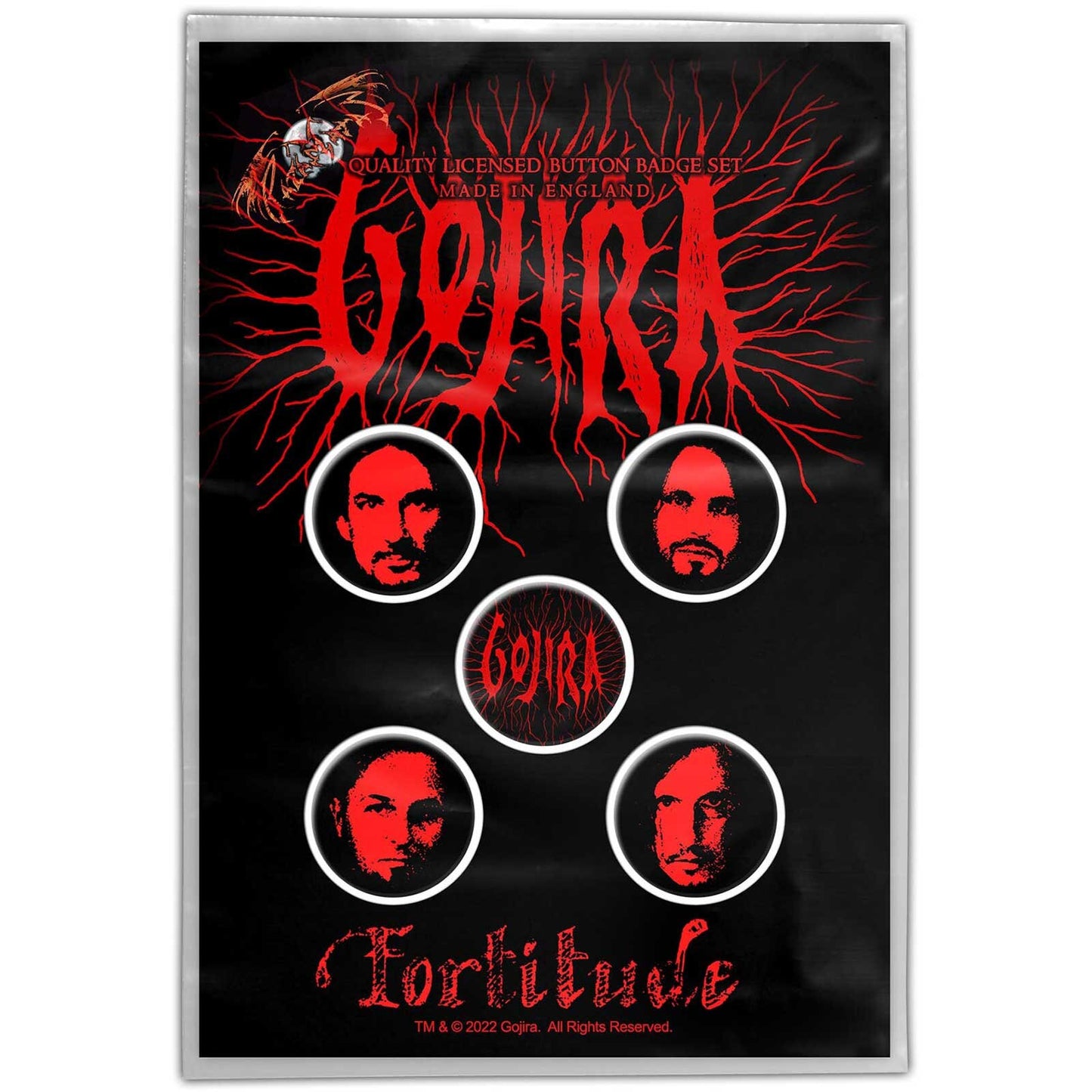 GOJIRA Button Badge 5 Piece Set - Each Badge Approx 1 Inch - Gojira Fortitude - Pinback Badge Button Pack Set - Craft Supply