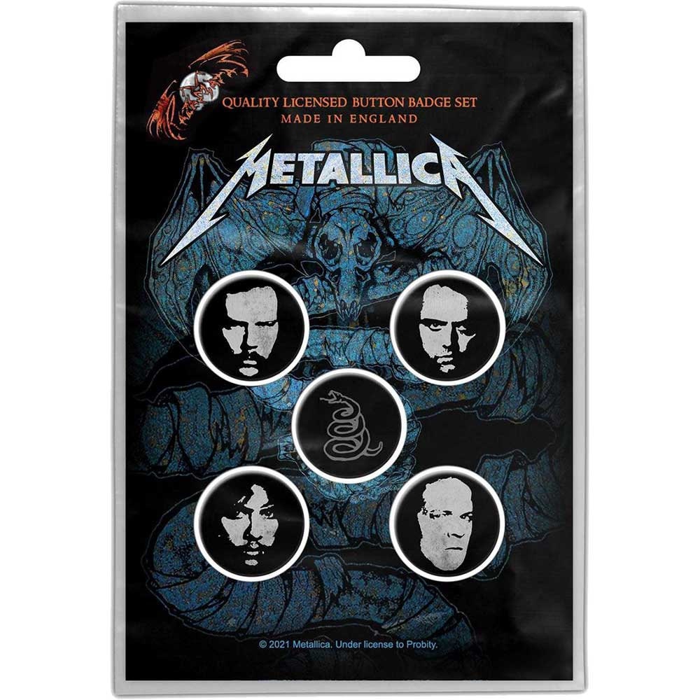 METALLICA Button Badge 5 Piece Set - Each Badge Approx 1 Inch - Metallica Wherever I May Roam - Pinback Badge Button Pack Set