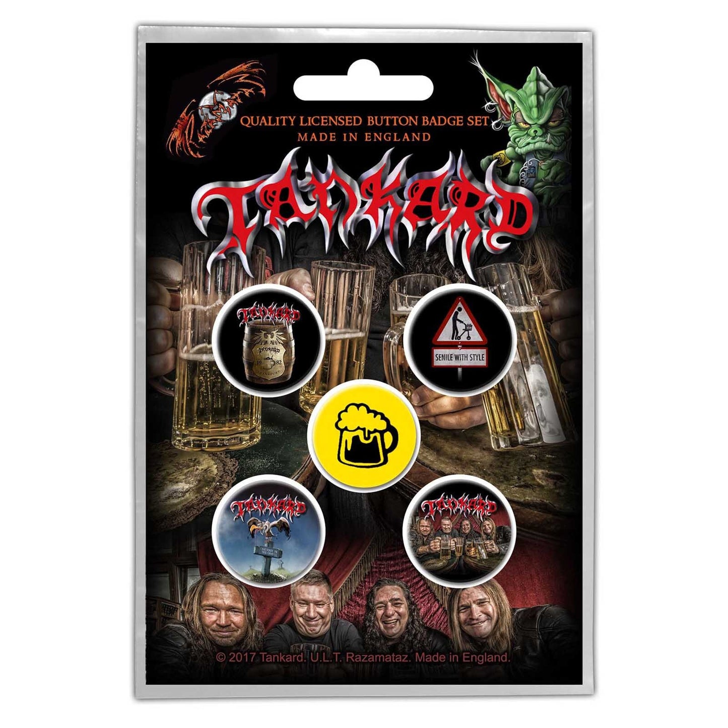 TANKARD Button Badge 5 Piece Set - Each Badge Approx 1 Inch - Tankard One Foot in the Grave - Pinback Badge Button Pack Set - Craft Supply