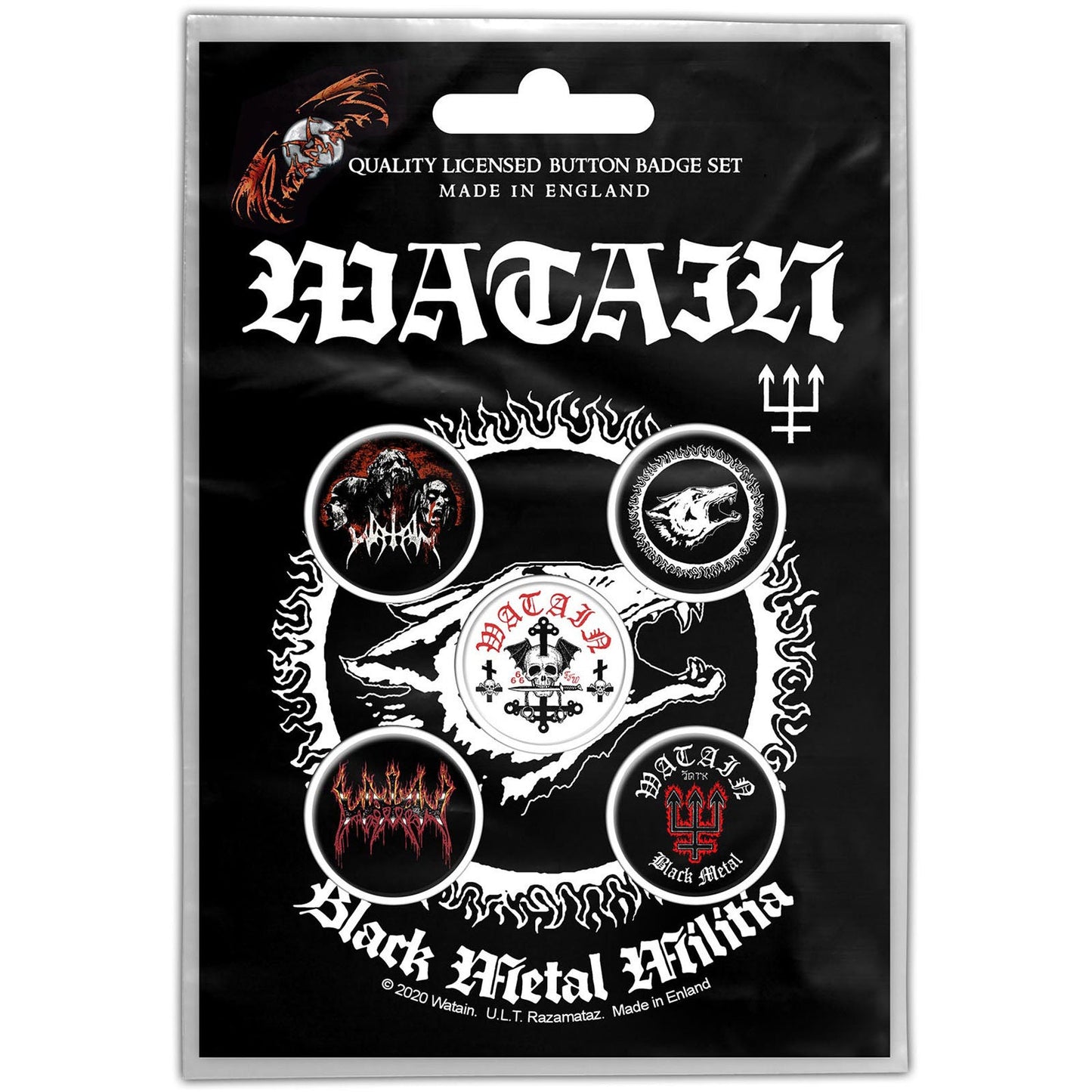 WATAIN Button Badge 5 Piece Set - Each Badge Approx 1 Inch - Watain Black Metal Militia - Pinback Badge Button Pack Set
