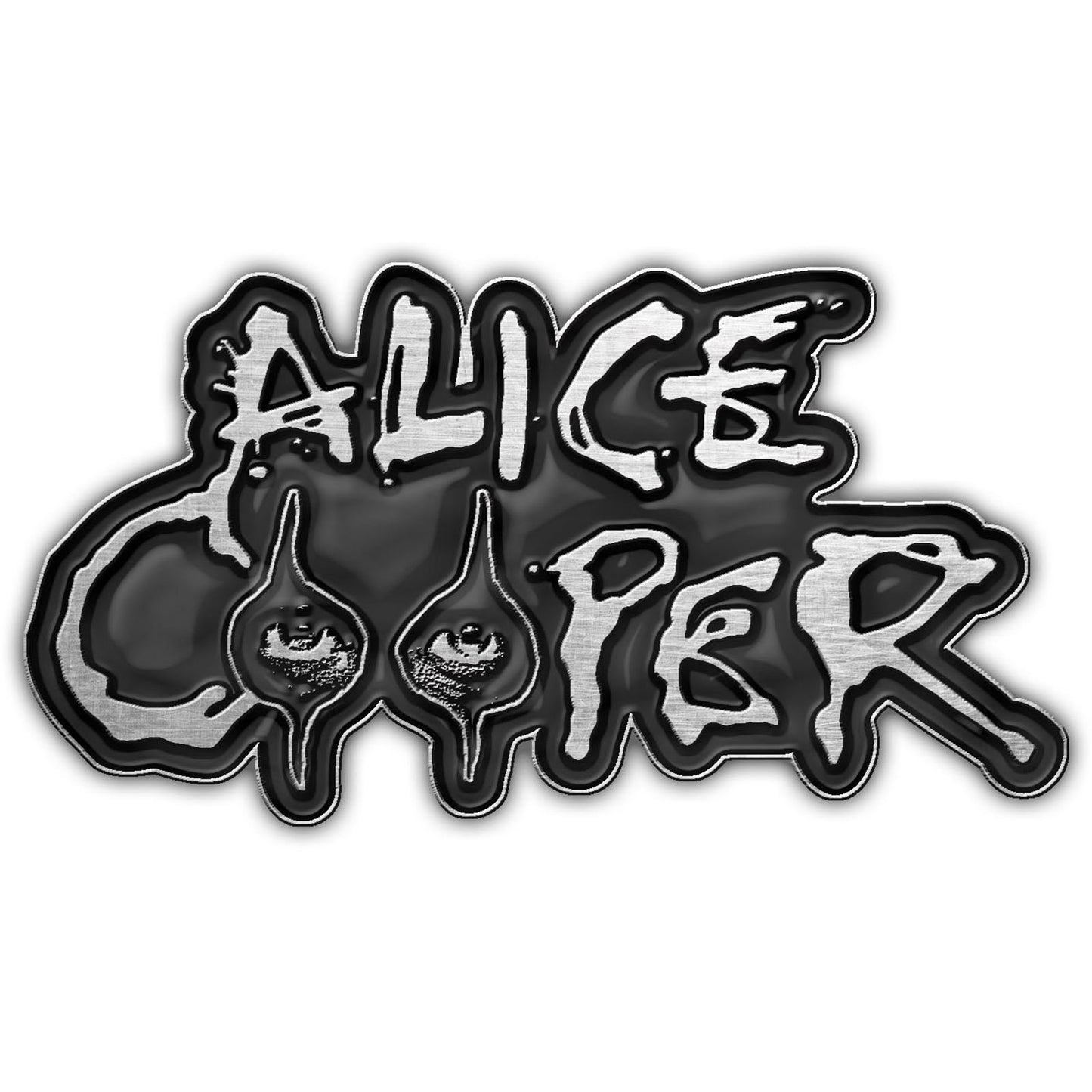 ALICE COOPER Cast Metal Pin Badge - Approx 1 Inch - Alice Cooper Eyes - Pinback Badge Button Lapel With Butterfly Clutch Attachment