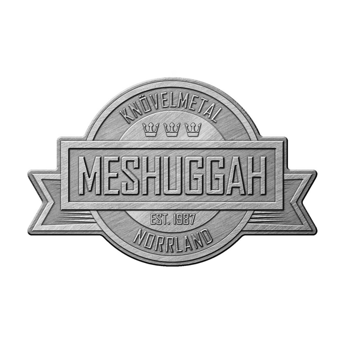 MESHUGGAH Cast Metal Pin Badge - Approx 1 Inch - Meshuggah Crest - Pinback Badge Button Lapel With Butterfly Clutch Attachment