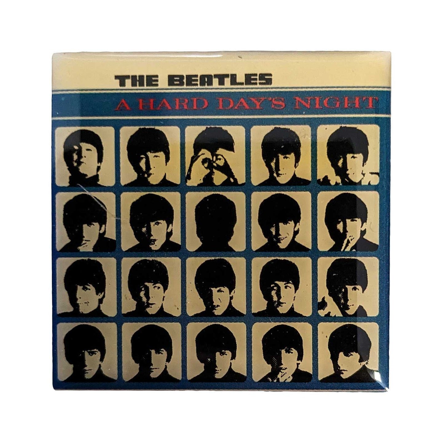 BEATLES Metal Pin Badge - Approx 1 Inch - Beatles Hard Days Night - Pinback Badge Button Lapel With Butterfly Clutch Attachment