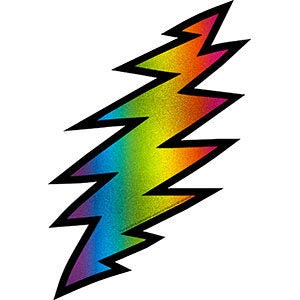 GRATEFUL DEAD Rainbow Lightning Bolt Glitter Sticker Decal - 3.8x5.6 Inch - Jerry Garcia Rock Band Vinyl Decal Sticker Craft Supply