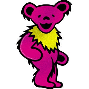 GRATEFUL DEAD Pink Bear Glitter Sticker Decal - 3x5 Inch - Jerry Garcia Rock Band Vinyl Decal Sticker Craft Supply