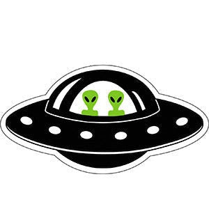 Flying UFO With Aliens 4.1x2.7 - Two Alien UFO Trip Space Alien Ride