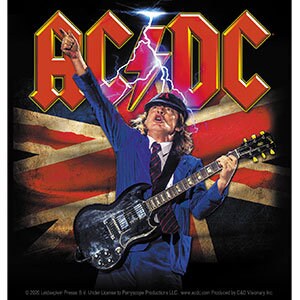 AC/DC Angus British Flag Sticker Decal - 4x4.5 Inch - Angus Young Australian Rock Band Vinyl Decal Sticker Craft Supply
