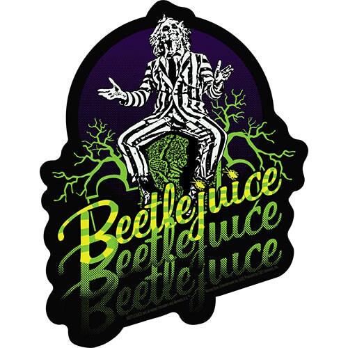 BEETLEJUICE 3 Times Sticker Decal - 4.25x5.5 Inch - Michael Keaton Tim Burton Fantasy Horror Movie Vinyl Decal Sticker Craft Supply