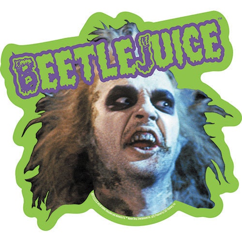 BEETLEJUICE Ghost with the Most Sticker Decal - 5.25x4.75 Inch - Michael Keaton Burton Fantasy Horror Movie Vinyl Decal Sticker Craft Supply