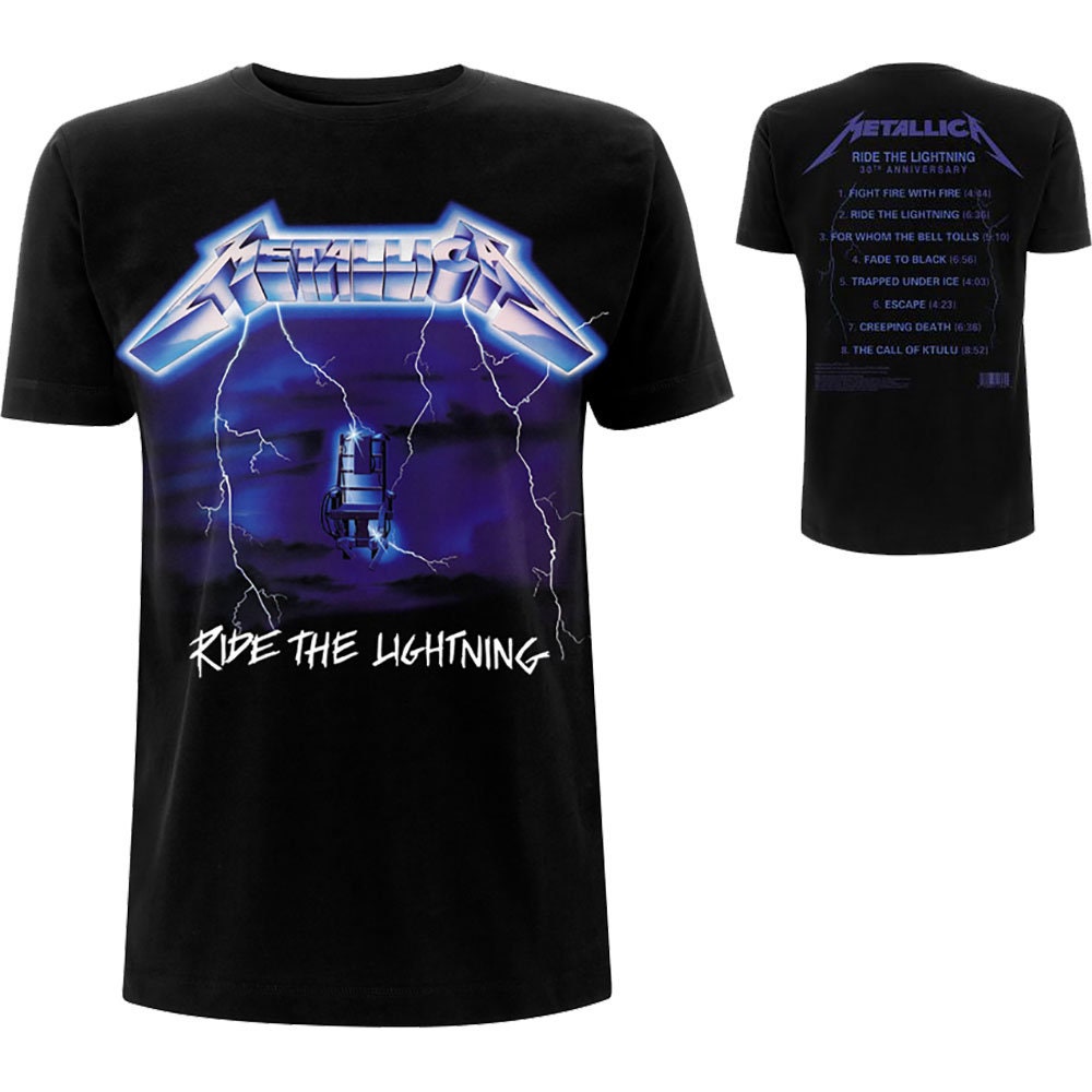 METALLICA Ride The Lightning T-Shirt Unisex - Made to Order - Album Tracks On Back T-Shirt For Men and Women - Rock Band Shirt