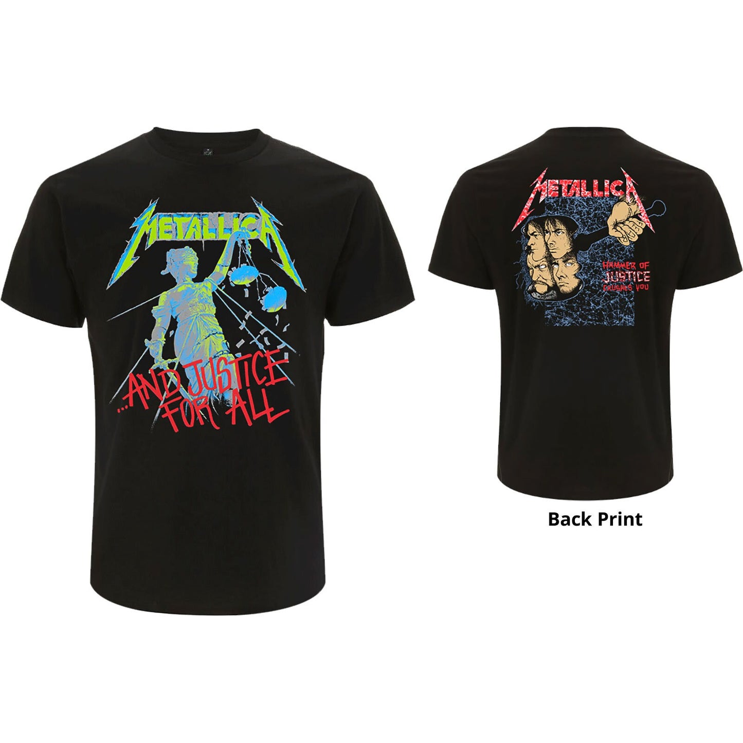 METALLICA Justice For All T-Shirt Unisex - Front and Back Print T-Shirt For Men and Women - Music Metal Rock Band Concert Shirt