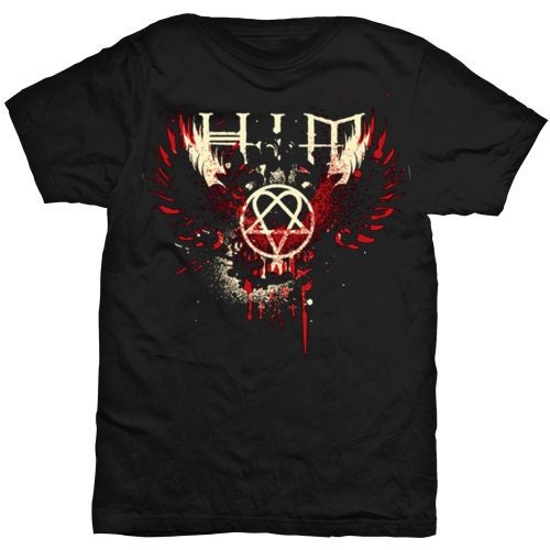 HIM Wings Splatter T-Shirt Unisex - Made to Order - Gothic T-Shirt For Men and Women - Music Metal Rock Band Concert Shirt