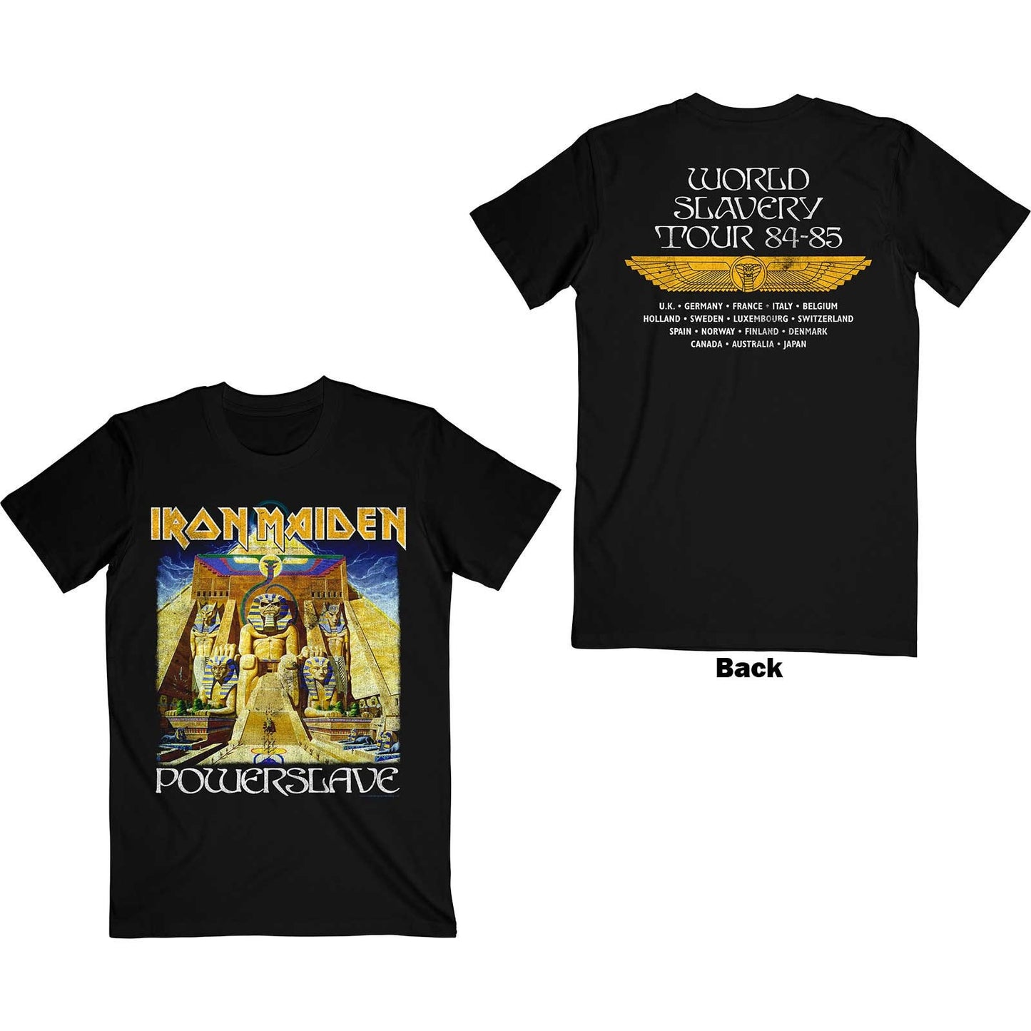 IRON MAIDEN Powerslave World Slavery Tour T-Shirt Unisex - Made to Order - Front/Back T-Shirt For Men and Women - Metal Rock Band Shirt