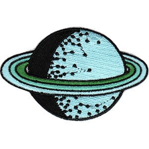 Saturn Planet Patch - 3.6x2.3 Inch - Embroidered Patch Applique Craft Supply