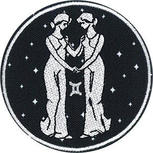 GEMINI Zodiac Sign Patch - 3 Inch Round - Horoscope Zodiac Sign Embroidered Patch Applique Craft Supply
