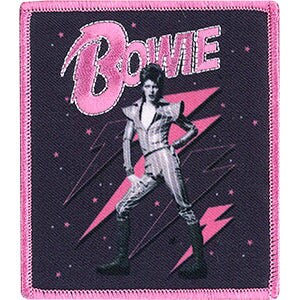 DAVID BOWIE Pink Bolts Patch - 3.3x3.8 Inch - Embroidered Rock Band Patch Applique Craft Supply