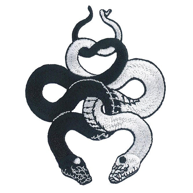 Yin Yang Snake Patch - 3x4 Inch - Embroidered Patch Applique Craft Supply