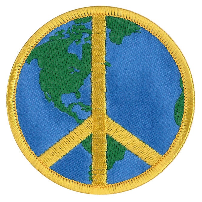 World Peace Sign Patch - 3.1 Inch - Embroidered Patch Applique Craft Supply